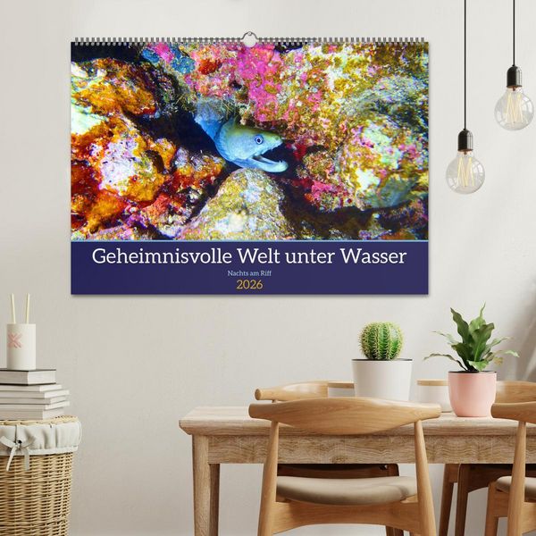 Produktbild: Geheimnisvolle Welt unter Wasser - Nachts am Riff (Wandkalender 2026 DIN A2 quer), CALVENDO Monatskalender