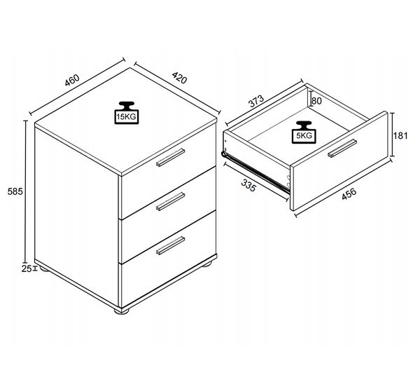 Produktbild: Holz Nachtschrank Nachttisch Schublade Testalo