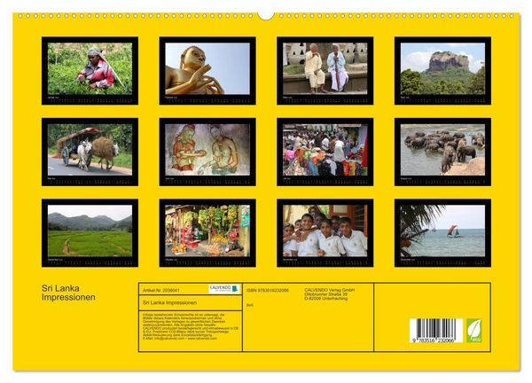 Produktbild: Sri Lanka Impressionen (hochwertiger Premium Wandkalender 2026 DIN A2 quer), Kunstdruck in Hochglanz