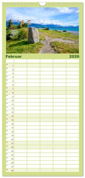 Produktbild: Familienplaner 2026 - Neuseeland - Die sch&ouml;nsten Orte am anderen Ende der Welt mit 5 Spalten (Wandkalender, 21 x 45 cm) CALVENDO