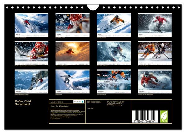 Produktbild: Kufen, Ski & Snowboard (Wandkalender 2026 DIN A4 quer), CALVENDO Monatskalender