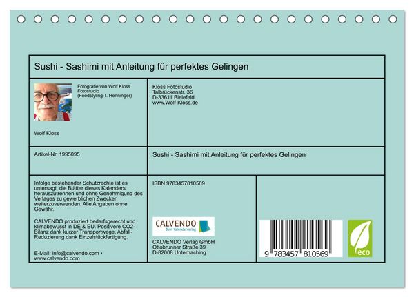 Produktbild: Sushi - Sashimi mit Anleitung f&uuml;r perfektes Gelingen (Tischkalender 2026 DIN A5 quer), CALVENDO Monatskalender