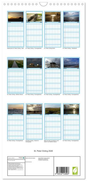 Produktbild: Familienplaner 2026 - St. Peter Ording 2026 mit 5 Spalten (Wandkalender, 21 x 45 cm) CALVENDO