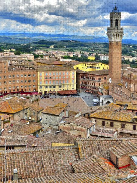 Produktbild: CALVENDO Puzzle Piazza del Campo mit Glockenturm in Siena | 1000 Teile Lege-Gr&ouml;&szlig;e 64x48cm Foto-Puzzle f&uuml;r gl&uuml;ckliche Stunden