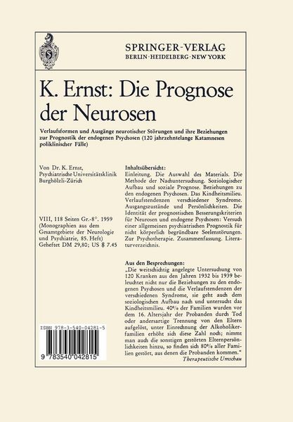 Produktbild: Ergebnisse der Verlaufsforschung bei Neurosen