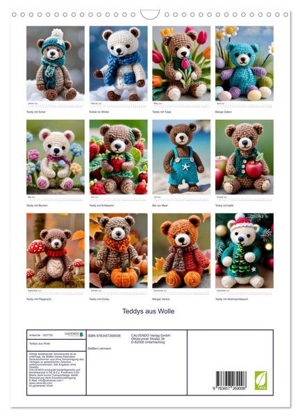 Produktbild: Teddys aus Wolle (Wandkalender 2026 DIN A3 hoch), CALVENDO Monatskalender