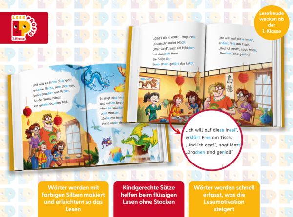 Produktbild: Leseprofis &ndash; Silbe-f&uuml;r-Silbe: Das Geheimnis der Dracheninsel, 1. Klasse
