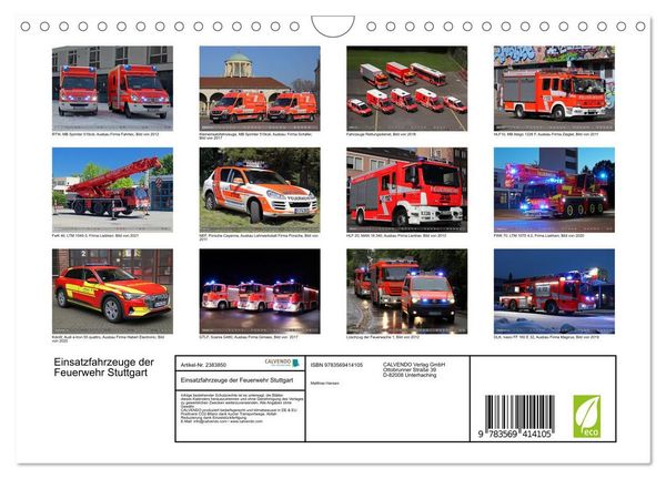 Produktbild: Einsatzfahrzeuge der Feuerwehr Stuttgart (Wandkalender 2027 DIN A4 quer), CALVENDO Monatskalender
