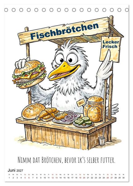 Produktbild: Freche K&uuml;sten‑M&ouml;wen - Lustiger maritimer Cartoon‑Kalender (Tischkalender 2027 DIN A5 hoch), CALVENDO Monatskalender