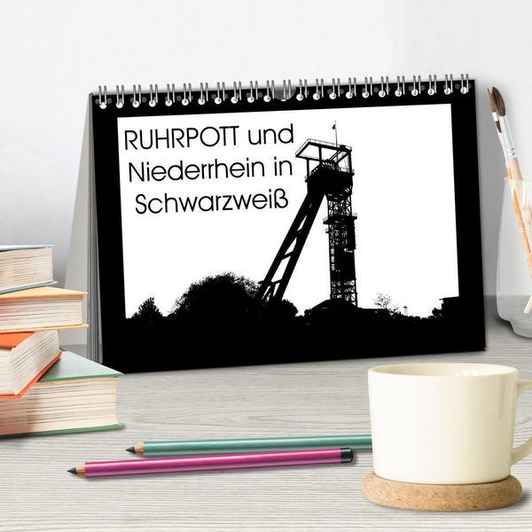 Produktbild: Ruhrpott und Niederrhein in Schwarzwei&szlig; (Tischkalender 2026 DIN A5 quer), CALVENDO Monatskalender
