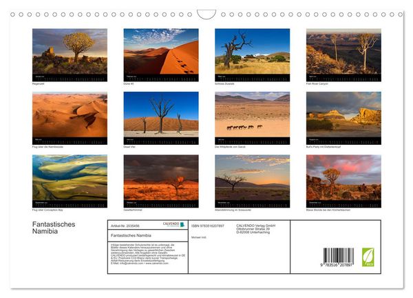 Produktbild: Fantastisches Namibia (Wandkalender 2026 DIN A3 quer), CALVENDO Monatskalender