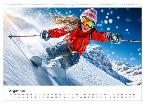 Produktbild: Skifahren - Frauen Power auf der Piste (Wandkalender 2026 DIN A2 quer), CALVENDO Monatskalender