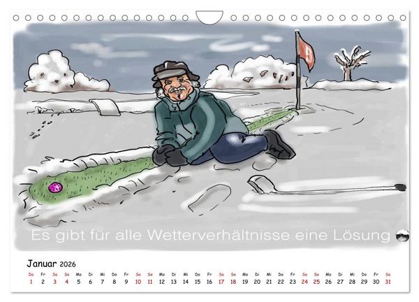 Produktbild: Golfkalender f&uuml;r Anf&auml;nger und alle die Spa&szlig; am Golfen haben (Wandkalender 2026 DIN A4 quer), CALVENDO Monatskalender