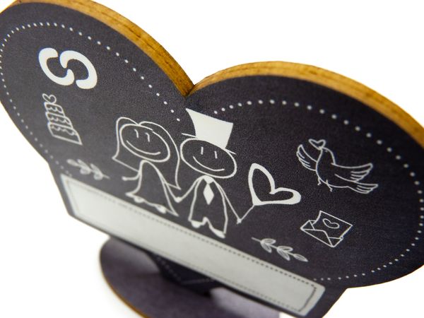 Produktbild: familiawedding 10 Tischkarten zur Hochzeit black doodle Herz-Design