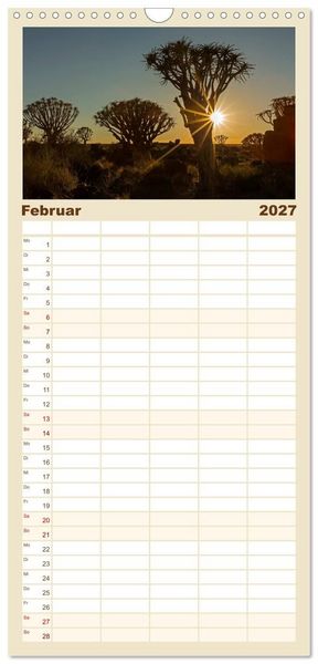 Produktbild: Familienplaner 2027 - Lichterf&uuml;lltes Namibia mit 5 Spalten (Wandkalender, 21 x 45 cm) CALVENDO