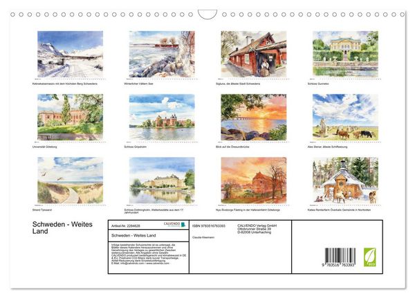 Produktbild: Schweden - Weites Land (Wandkalender 2027 DIN A3 quer), CALVENDO Monatskalender
