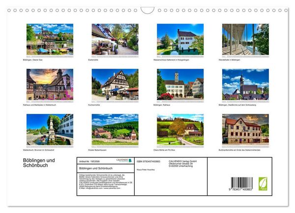 Produktbild: B&ouml;blingen und Sch&ouml;nbuch (Wandkalender 2026 DIN A3 quer), CALVENDO Monatskalender