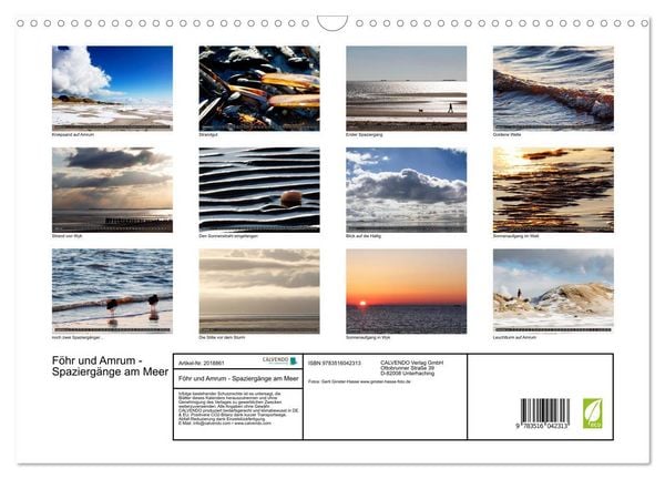 Produktbild: F&ouml;hr und Amrum - Spazierg&auml;nge am Meer (Wandkalender 2026 DIN A3 quer), CALVENDO Monatskalender