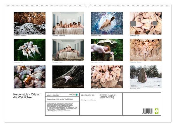 Produktbild: Kurvenstolz - Ode an die Weiblichkeit (Wandkalender 2026 DIN A2 quer), CALVENDO Monatskalender