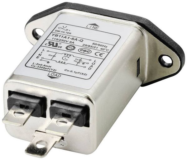 Produktbild: TRU COMPONENTS TC-10101412 Netzfilter mit Kaltger&auml;tebuchse 250 V/AC 6 A 0.8 mH (L x B x H) 58 x 22.8 x 50 mm 1 St.