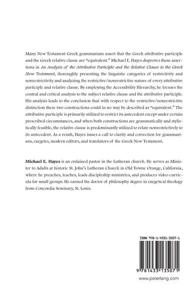 Produktbild: An Analysis of the Attributive Participle and the Relative Clause in the Greek New Testament