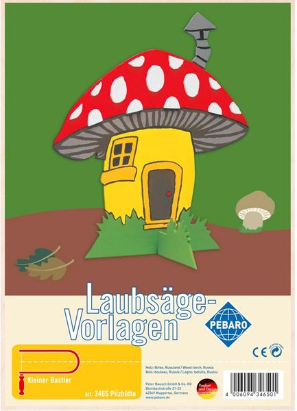 PEBARO 346S - Laubsägevorlage Pilzhütte, 1 Platte, Größe DIN A4