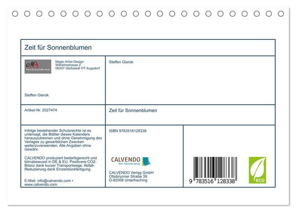 Produktbild: Zeit f&uuml;r Sonnenblumen (Tischkalender 2026 DIN A5 quer), CALVENDO Monatskalender