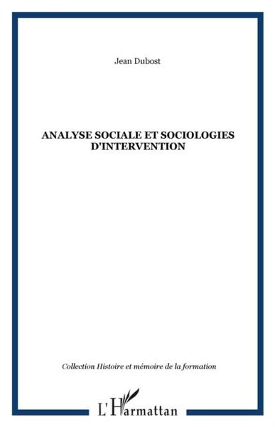 Produktbild: Analyse sociale et sociologiesd'interve