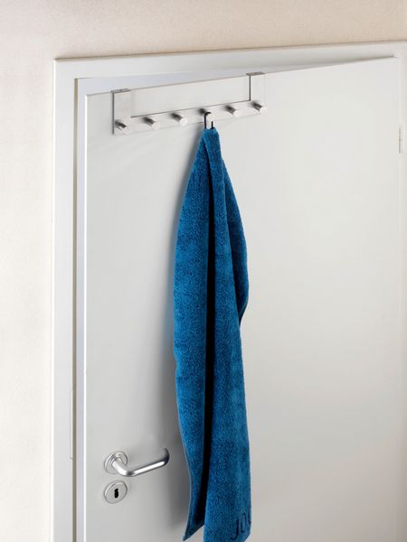Produktbild: T&uuml;rgarderobe Edelstahl Mod. Celano 2er Set, je 6 Haken, f&uuml;r T&uuml;rfalzst&auml;rken bis 2 cm