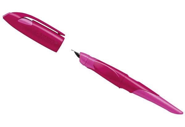 Produktbild: STABILO Ergonomischer Schulf&uuml;ller f&uuml;r Rechtsh&auml;nder mit Anf&auml;nger-Feder A -   EASYbirdy in beere/pink - Einzelstift - inklusive Patrone