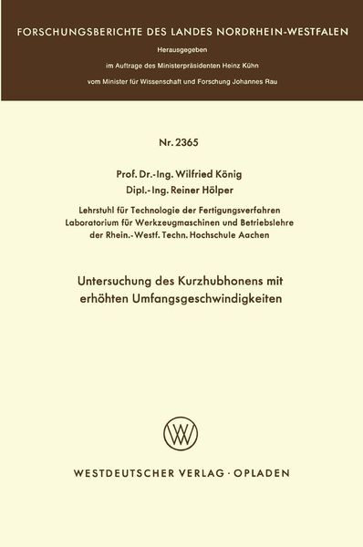 Produktbild: Untersuchung des Kurzhubhonens mit erh&ouml;hten Umfangsgeschwindigkeiten