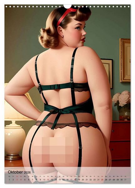 Produktbild: Pin up Girls Hei&szlig;e Kurven mit Retro Charme (Wandkalender 2026 DIN A3 hoch), CALVENDO Monatskalender