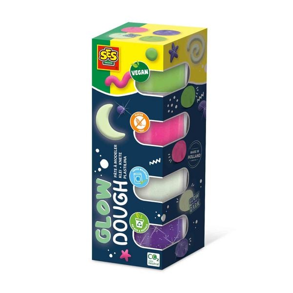 SES CREATIVE Leuchtknete Feel good glow 4x90g
