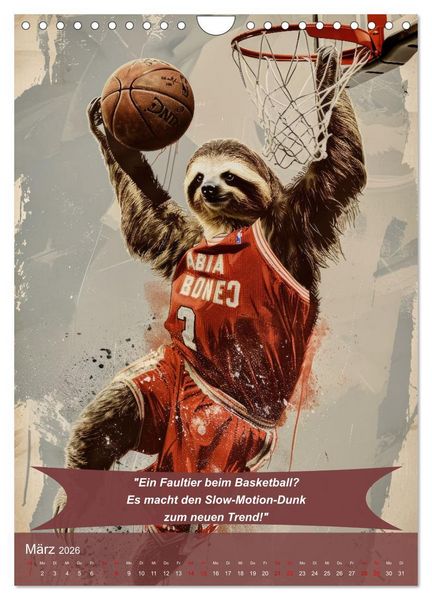 Produktbild: Der tierisch lustige Basketball-Kalender (Wandkalender 2026 DIN A4 hoch), CALVENDO Monatskalender