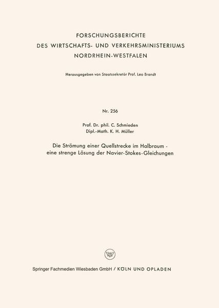 Produktbild: Die Str&ouml;mung einer Quellstrecke im Halbraum - eine strenge L&ouml;sung der Navier-Stokes-Gleichungen