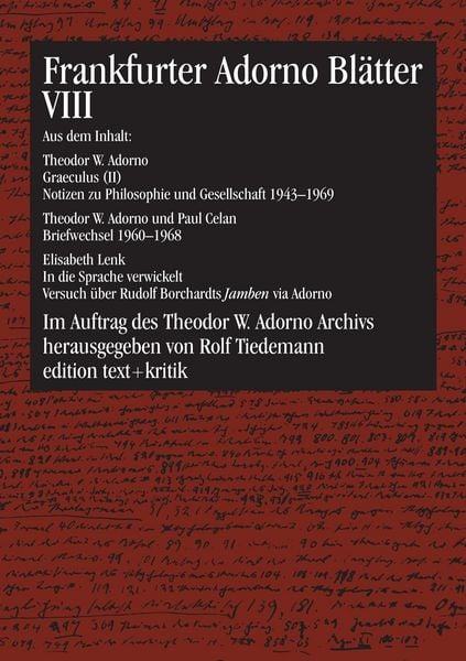 Produktbild: Frankfurter Adorno Bl&auml;tter VIII