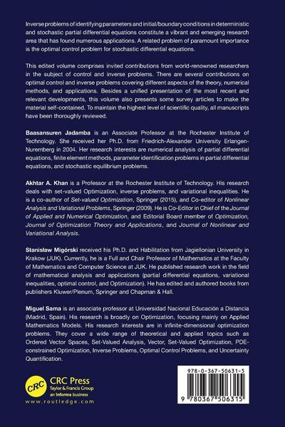 Produktbild: Deterministic and Stochastic Optimal Control and Inverse Problems