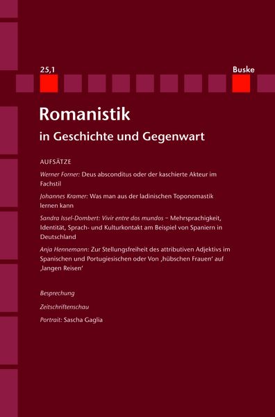 Produktbild: Romanistik in Geschichte und Gegenwart 25,1