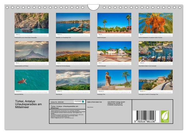 Produktbild: T&uuml;rkei, Antalya: Urlaubsparadies am Mittelmeer (Wandkalender 2026 DIN A4 quer), CALVENDO Monatskalender