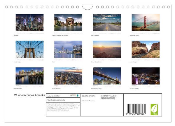 Produktbild: Wundersch&ouml;nes Amerika (Wandkalender 2026 DIN A4 quer), CALVENDO Monatskalender