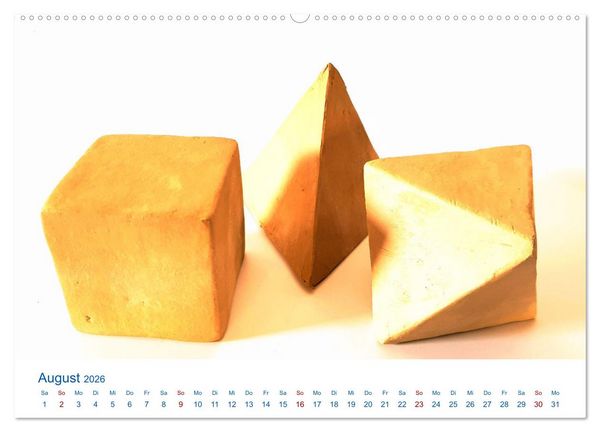 Produktbild: Formvollendete Symmetrie - Die platonischen K&ouml;rper modelliert mit Ton (Wandkalender 2026 DIN A2 quer), CALVENDO Monatskalender