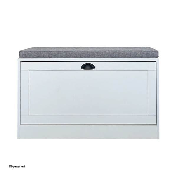 Produktbild: HTI-Living Schuhschrank Thekla 1 Klappe 80 cm Wei&szlig; mit Sitzkissen