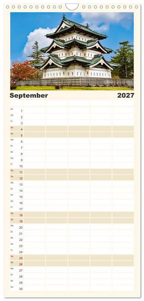 Produktbild: Familienplaner 2027 - Japanische Tempel und Schreine mit 5 Spalten (Wandkalender, 21 x 45 cm) CALVENDO