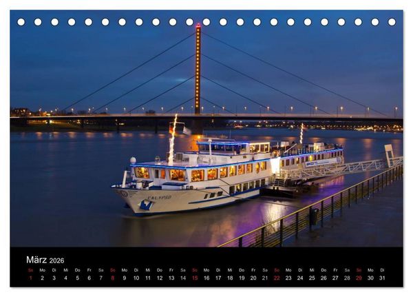 Produktbild: D&uuml;sseldorf Abendstimmungen und Nachtansichten (Tischkalender 2026 DIN A5 quer), CALVENDO Monatskalender