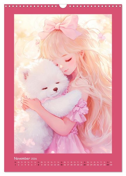 Produktbild: Zauberhafte Momente. Rosa Tr&auml;ume im Manga-Stil (Wandkalender 2026 DIN A3 hoch), CALVENDO Monatskalender