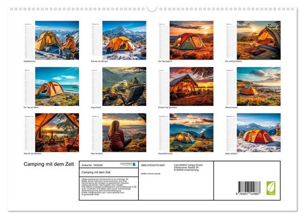 Produktbild: Camping mit dem Zelt (hochwertiger Premium Wandkalender 2026 DIN A2 quer), Kunstdruck in Hochglanz