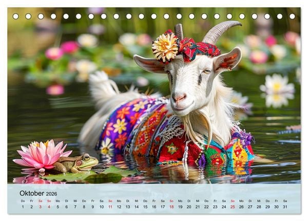 Produktbild: Ziegen im Modezauber. Ein alpiner Fashion-Marathon (Tischkalender 2026 DIN A5 quer), CALVENDO Monatskalender