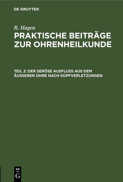 Produktbild: Der ser&ouml;se Ausfluss aus dem &auml;usseren Ohre nach Kopfverletzungen