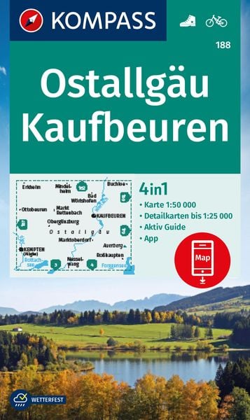 Produktbild: KOMPASS Wanderkarte 188 Ostallg&auml;u, Kaufbeuren 1:50.000