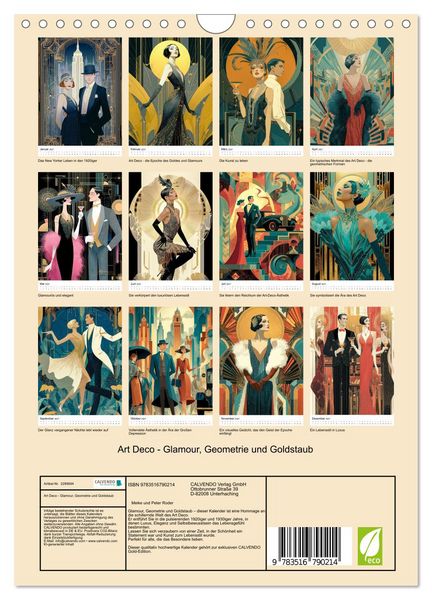 Produktbild: Art Deco - Glamour, Geometrie und Goldstaub (Wandkalender 2027 DIN A4 hoch), CALVENDO Monatskalender